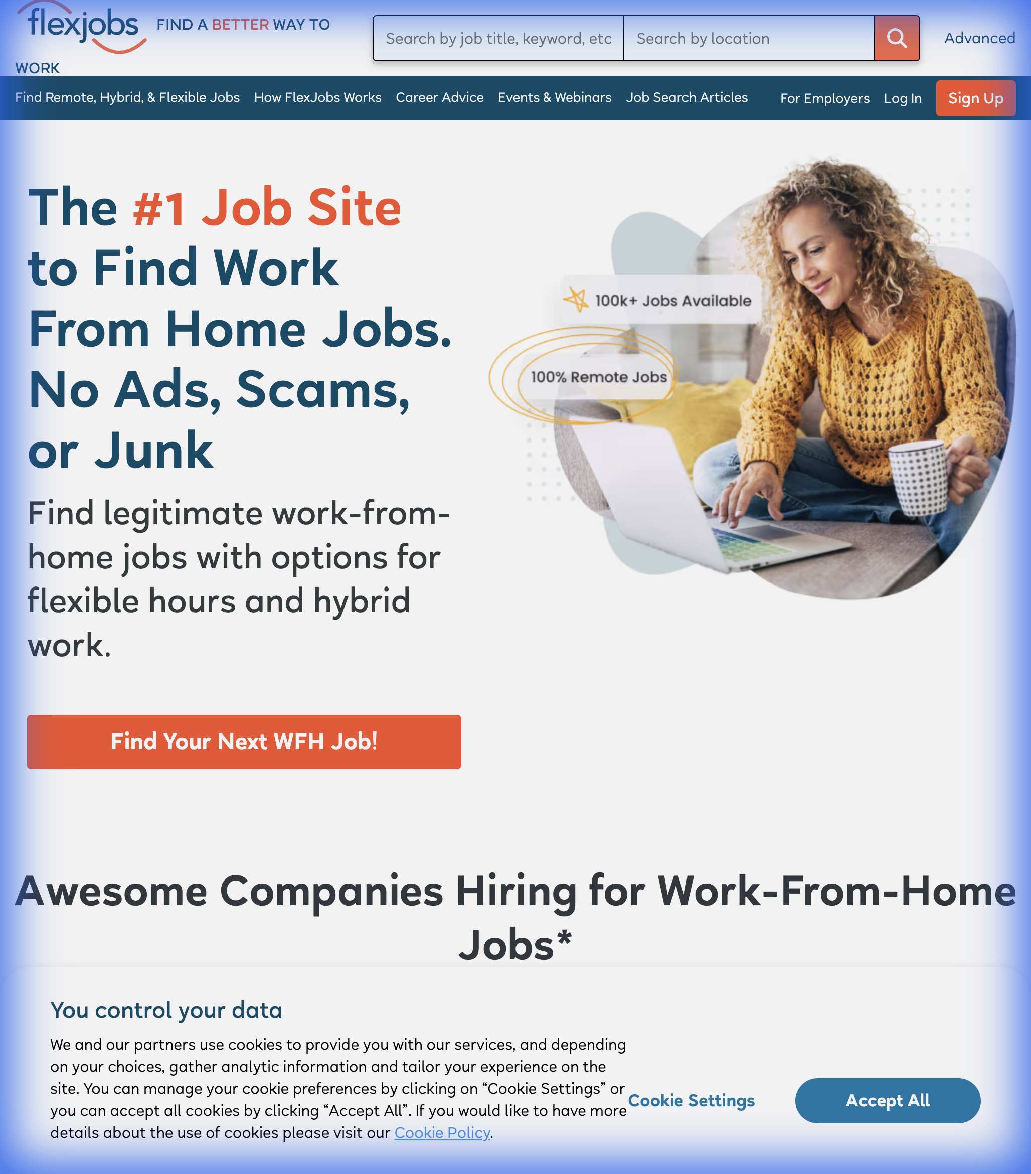 FlexJobs employment platform offering W-2 remote jobs with benefits