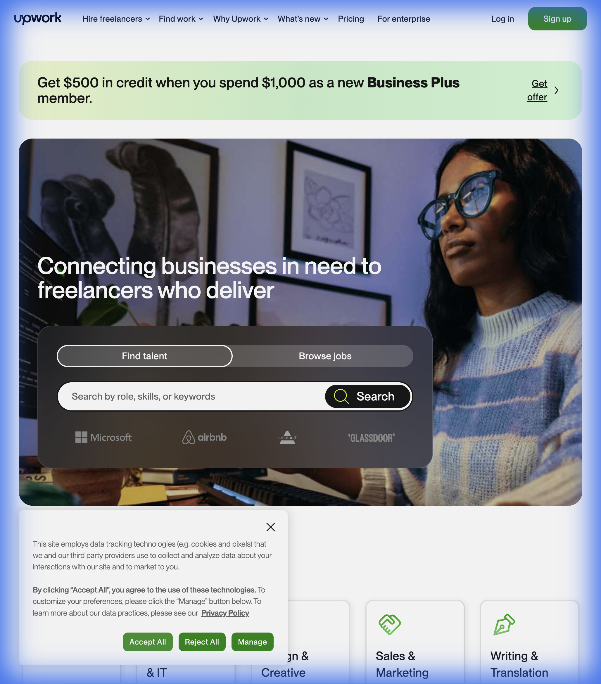 Upwork freelance marketplace dashboard and bidding system